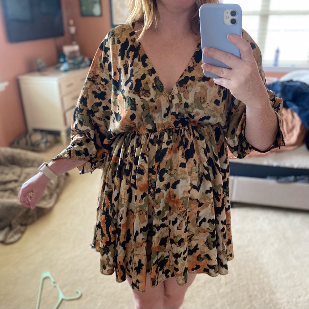 Patterned Multi Colored Mini Dress - image 5